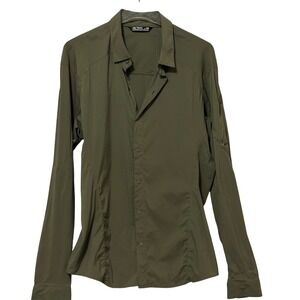 Arcteryx Mens Long Sleeve Button Down Shirt Olive Green Ripstop Size Medium